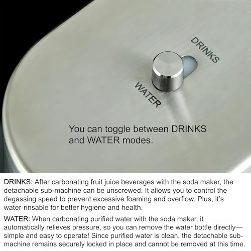 Image of 304 Stainless Steel Sparkling Water Maker -Carbonates Any Drink Soda Maker, Carbonator Machine with BPA Free Bottles(1L+0.5L) (CO2 Carbonator NOT Included) Black