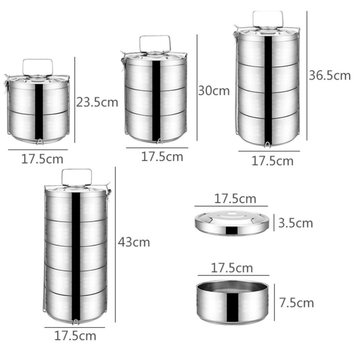 Fiambrera Térmica de Acero Inoxidable de 4 Niveles Portátil que Conserva el Sabor Original Adecuado para Escuela y Trabajo