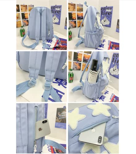 JHTPSLR Preppy Backpack Y2K Aesthetic Backpack Lambswool Stars Patchwork Backpack Cute Kawaii Stars Backpack Supplies Casual Daypack (Light Pink)3