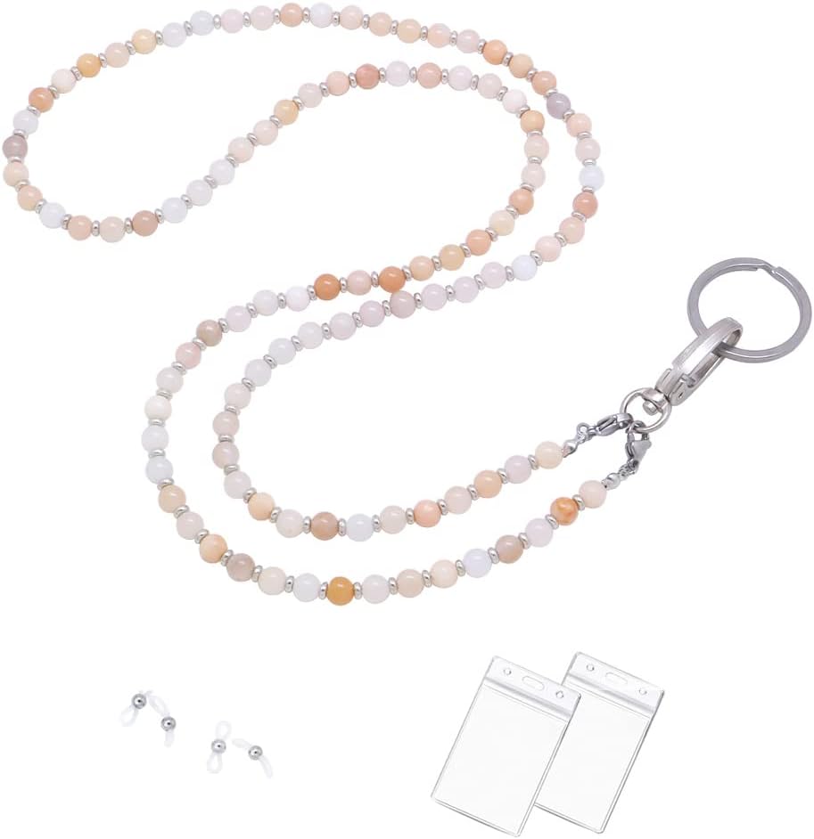 Lanyard for Women, Beaded Lanyards for ID Badges Holder Teacher Lanyard Holder Keychain Necklace Strap for Women Girls
