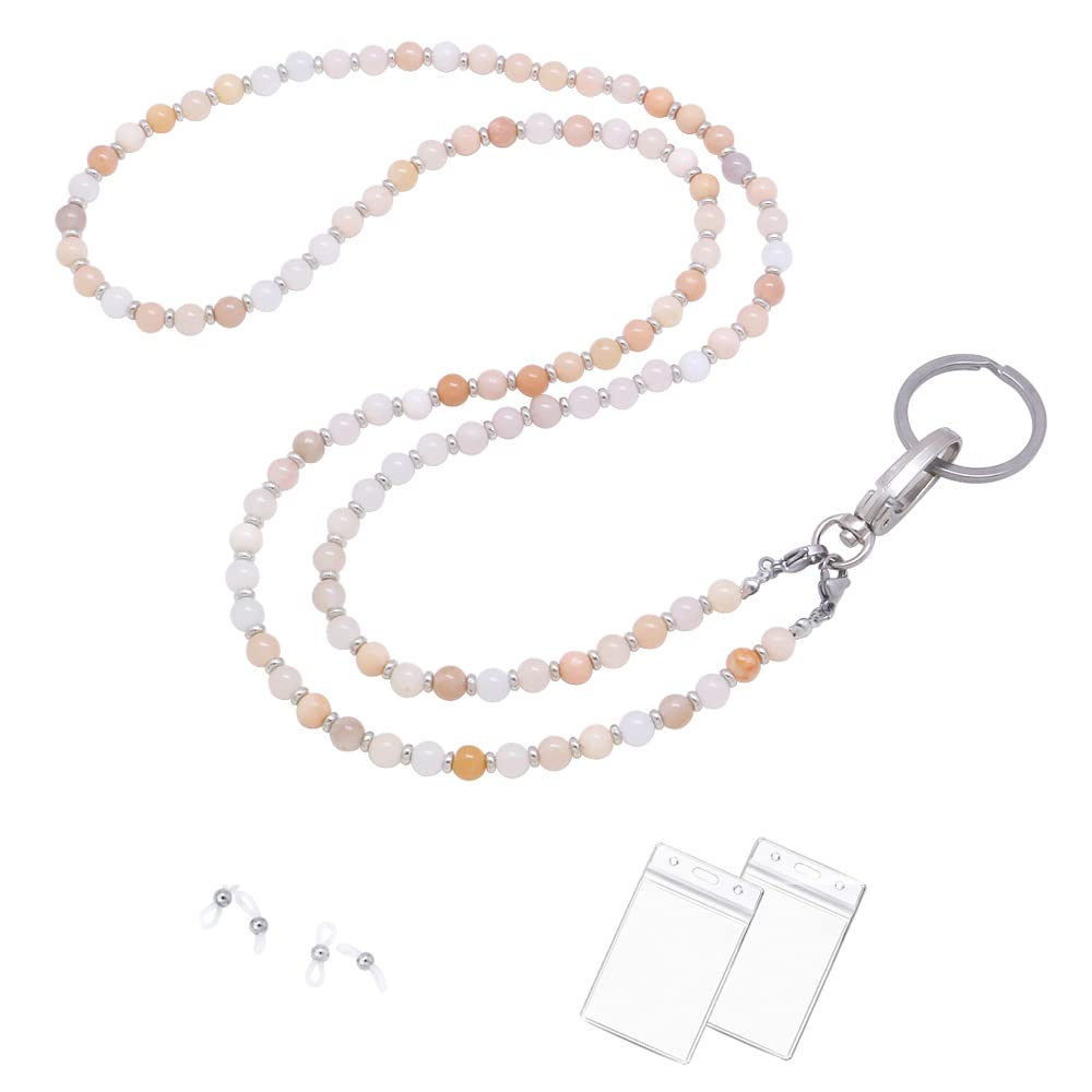 Lanyard for Women, Beaded Lanyards for ID Badges Holder Teacher Lanyard Holder Keychain Necklace Strap for Women Girls