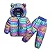 2 Piece Kids Snowsuit Ski Suit Boys Girls Metallic Hooded Puffer Jacket Lightweight Packable (Metallic, 7-8 Years)