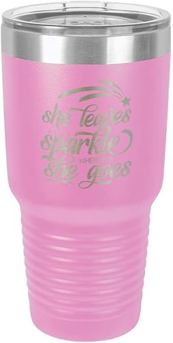 SHE LEAVES A LITTLE SPARKLE WHEREVER SHE GOES Vaso de 30 onzas con popote y tapa superior deslizante  Taza de viaje de acero inoxidable  Comparar