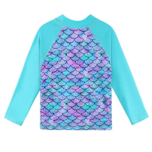 Image of TFJH E Girls Long Sleeve Swimsuits Skirt 2-Pieces Rash Guard Set Sun Protection UV 50+