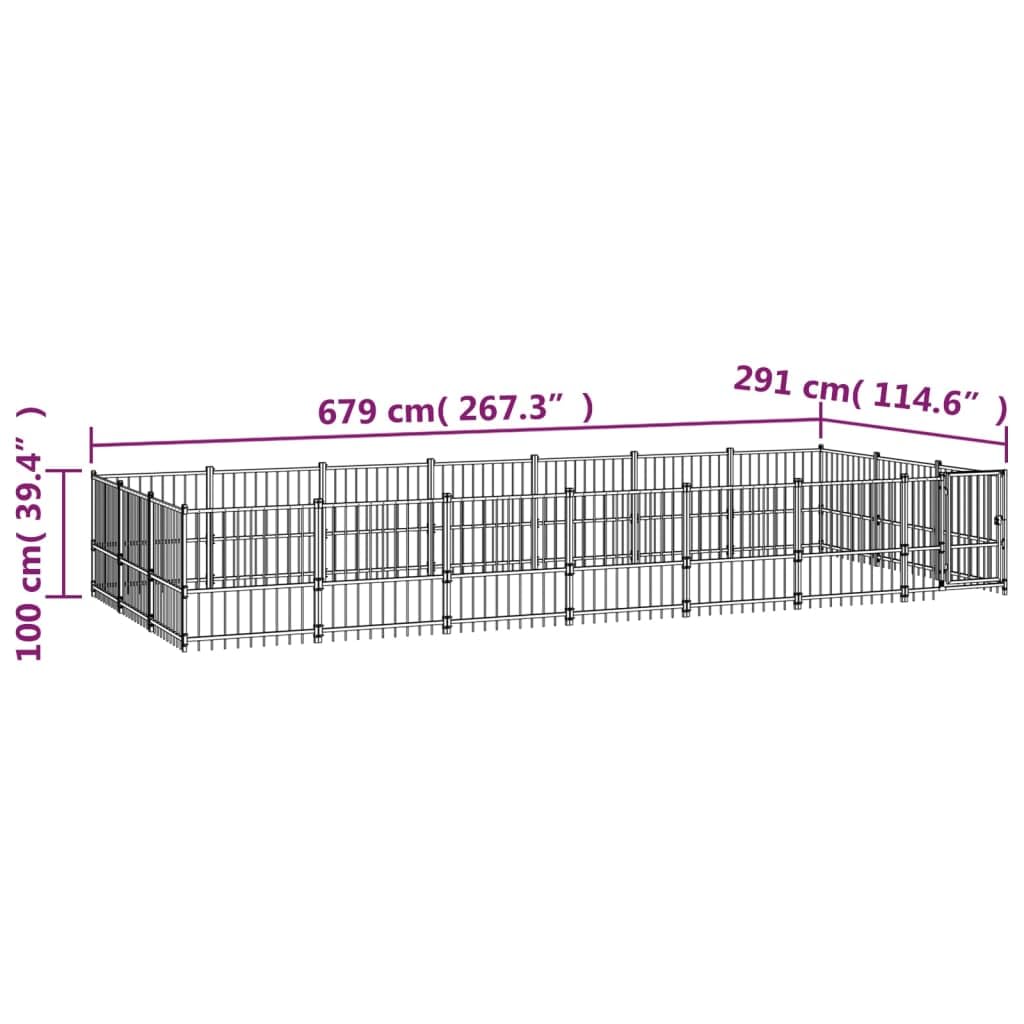 Cuccia per cani in acciaio nero, 19,76 m²
