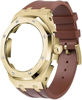CNHKAU The Fourth Generation Full Metal Bezel+Fluorine Rubber Strap, Suitable for GA2100/GA-2110 Replacement Parts for Men/Women GA2100/GA-2110 Retrofit Upgrade Royal Oak (Color : Gold 7)