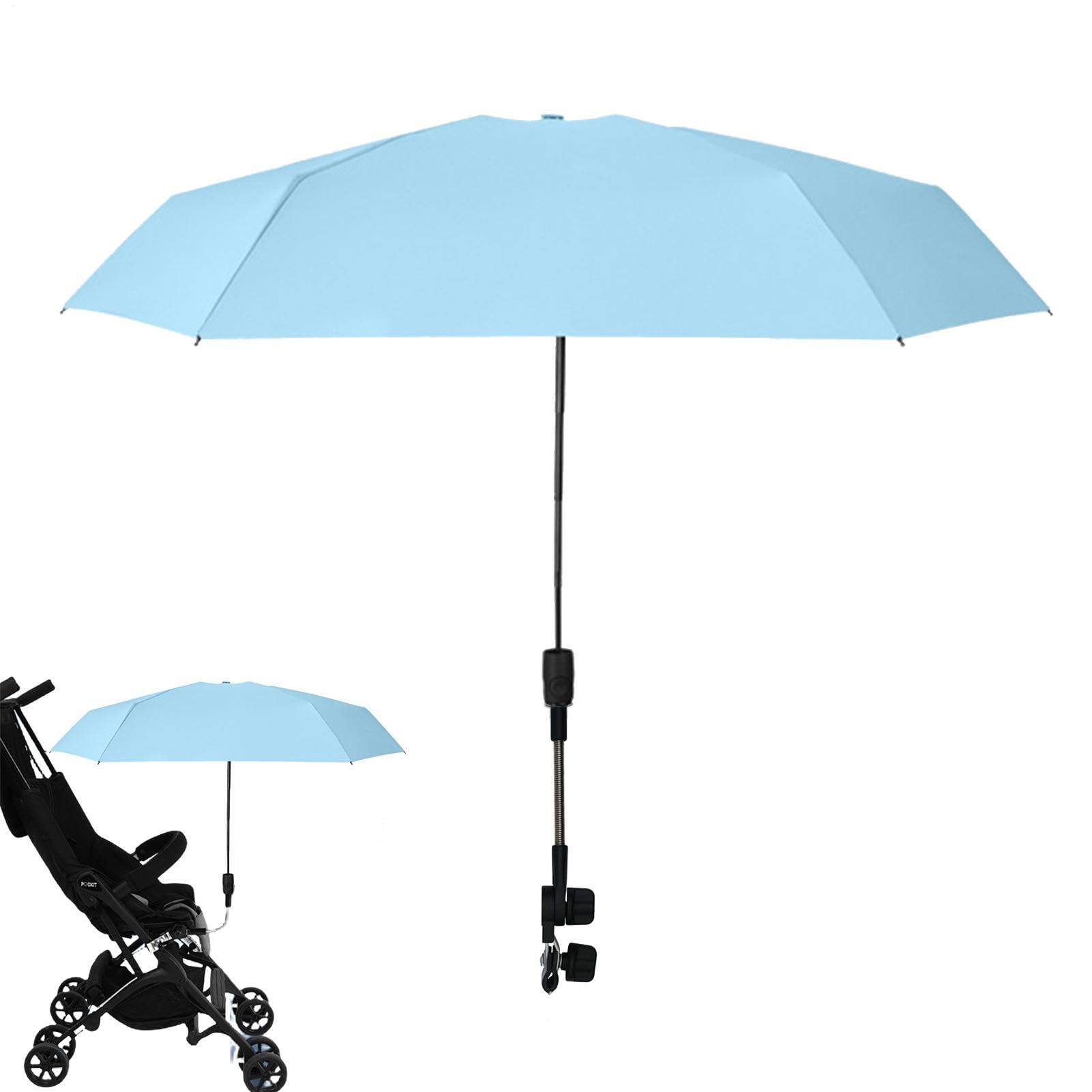 Dtaigou Clip Chair Umbrella,Stroller Umbrella Stroller Sun Shade with Clamp - UV Protection UPF 50+ Clip Chair Umbrella for Baby Strollers, Pushchair Pram