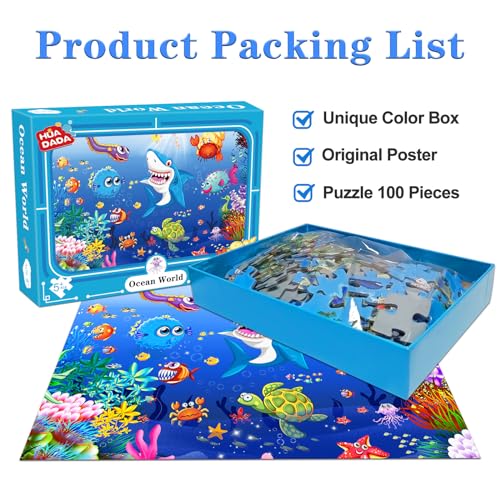 Jigsaw Puzzles 100 Pieces for Kids jigsaw puzzles for Kids 100 Piece Puzzle Educational Learning Toys for 6 7 8 9 girls and boys- Underwater World - Image 4