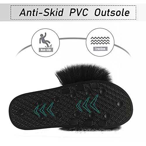 Hitopteu Pantoufle Femme Chaussons Peluche Fourrure Chaussons Maison Chaussures Bout Ouvert Fausse Fourrure Slippers d'été Gris Etiketten größe 40-41 270 – vue 5