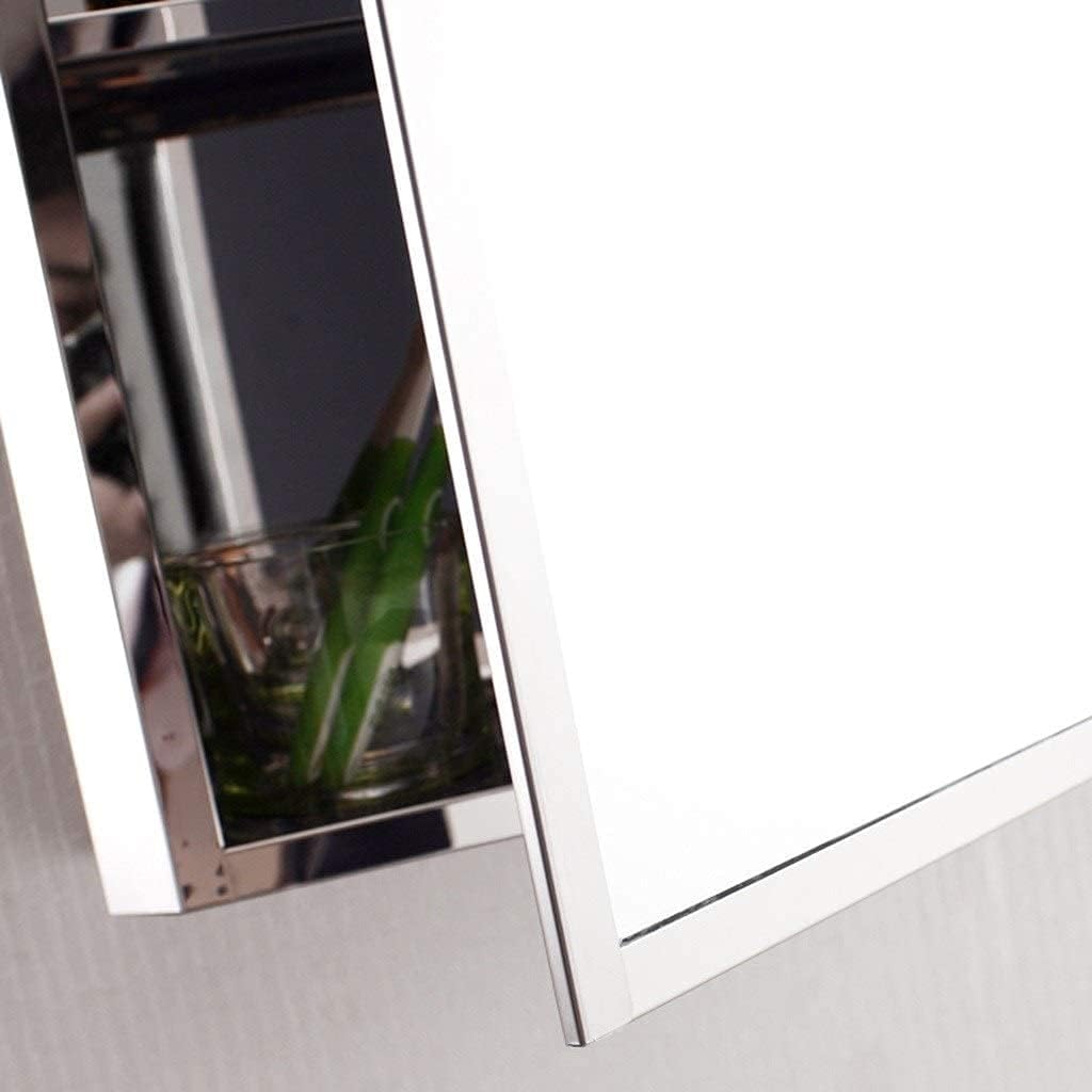 Stainless Steel Bathroom Mirror Cabinet Bathroom Square Locker Wall-Mounted Single Door Mirror (Color : Silver, Size : 35 * 50 * 13cm) (Silver 40 * 60 * 13cm)