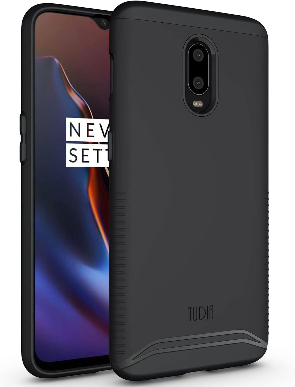 TUDIADualShield Designed for OnePlus 6T Case, [Merge] Dual Layer Heavy Duty Slim Hard Case for OnePlus 6T (Matte Black)