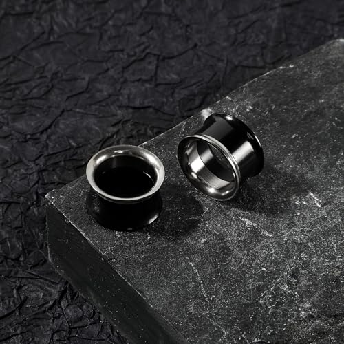 JOYTOYOU 2 peças túneis de orelha de aço inoxidável alargadores duplos alargados em retalhos cores m