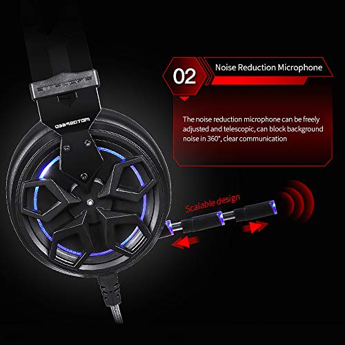 Fone de ouvido para jogos H60 com fio Fone de ouvido com efeito de som 3D de 7.1 canais com microfon