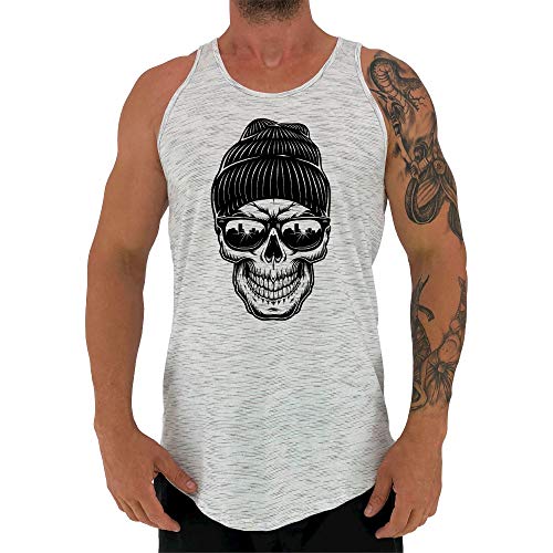 Regata LongLine Masculina Cavada MXD Conceito Caveira De Touca Inverno Long Line (Jet Branco, EG)