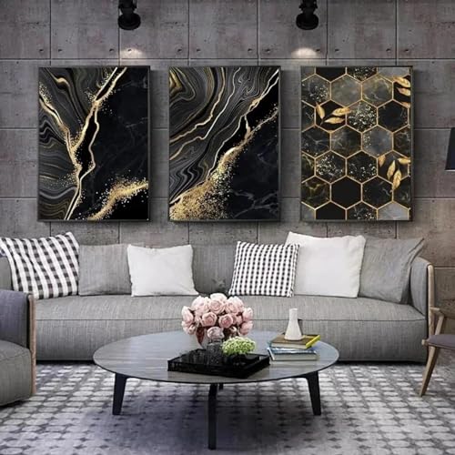 Toile marbre dsdsgog pour habiller un mur vide avec un triptyque abstrait élégant