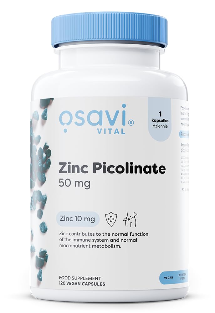 Osavi Zinc Picolinate 50mg - 120 Vegan Capsules | Highly Absorbable Zinc for Immune Support, Cognitive Function, Metabolism, and Healthy Skin | 100% Daily Zinc Requirement in One Capsule