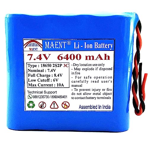 Image of MAENT 7.4V 18650 Lithium ion Rechargeable Battery 2S2P 2 Wire 5264 POS 8.4V for Electronics Toys Lighting Equipment POS Swipe Machine - 3C Rated (2 Wire, 6400 mah)