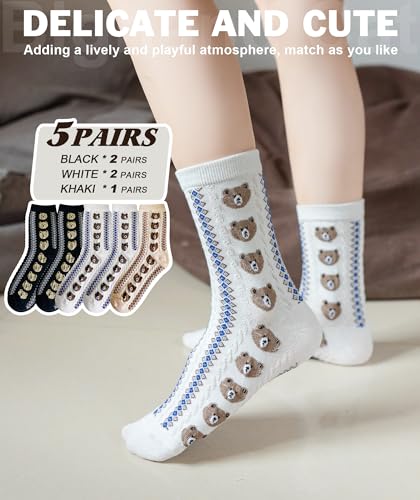 Image of IIG Womens Novelty Cotton Crew Socks Cute Animals Socks Fun Flower Socks (fit women's shoe size 5-9)