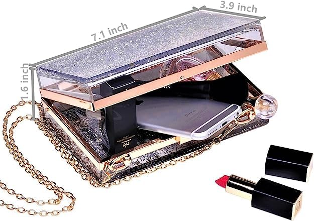 JeVenis Womens Transparent Sequins Chain Clutch Evening Handbag Party Cross-body Purse (Silver)3
