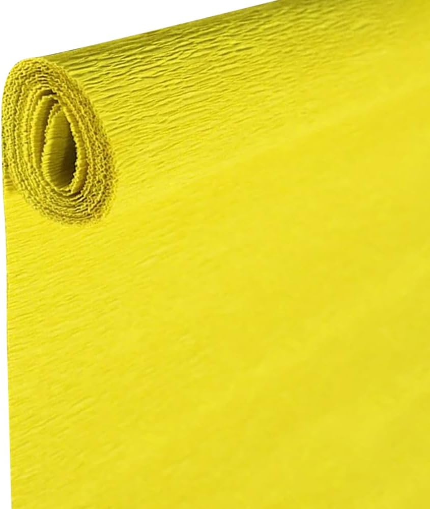 ECYC Ltd Crepe Paper Sheets 19.7 x 98.4 Inch Handmade Crepe Paper Roll for Flower Making, Party Festival Decoration (Golden Yellow)