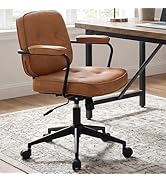 LukeAlon Adjustable Pu Leather Office Chair, Comfy 360° Swivel Task Chair with Armrest Modern Thi...