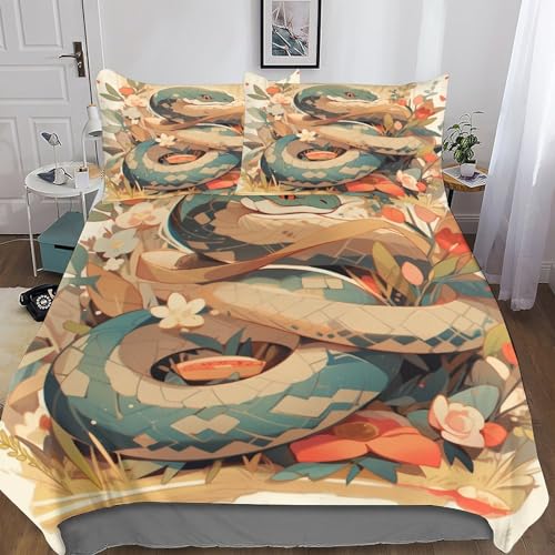 Parure de lit serpent imprimé 3D en microfine douce avec housse de couette - 4