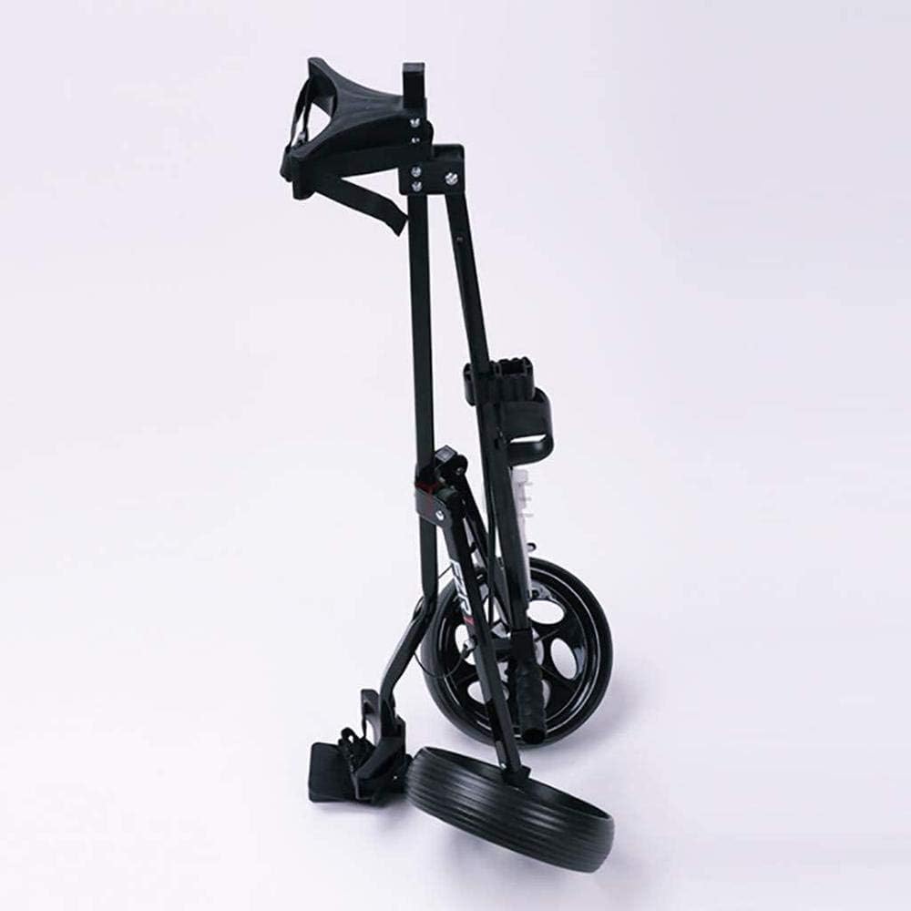 Golf Push Carts, Foldable Tricycle Golf Trolley, Ball Cart Aluminum Trolley with Handbrake (Black)