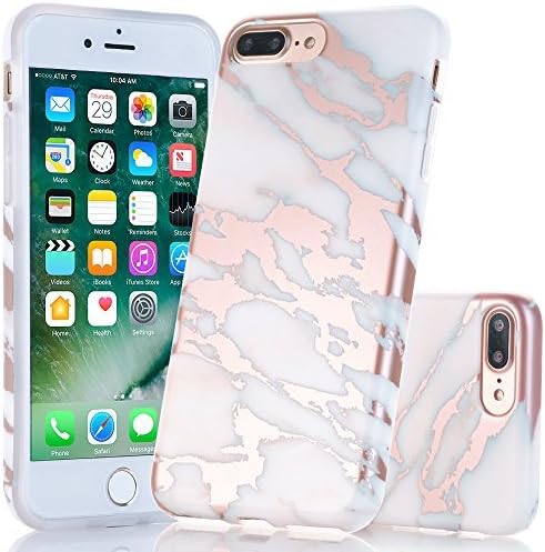 Estuche IPhone 7 Plus y 8 Plus, diseño creativo de mármol, A2EBALLART Estuche protector de goma TPU protector de goma TPU suave y flexible para iPhone 7 Plus y iPhone 8 Plus (Gris oro rosa brillante)