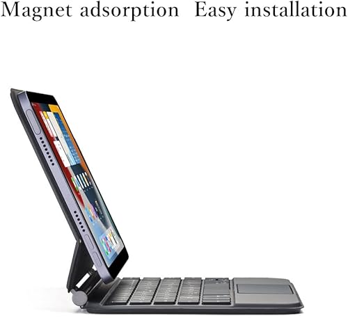 Miniatura 2 de HENGHUI iPad Mini 6 generación magnético teclado caso flotante voladizo soporte multi-táctil trackpad teclas retroiluminadas para iPad Mini 6 (negro)