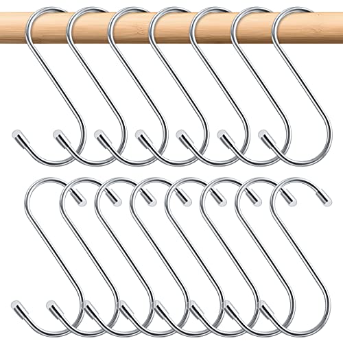 ASTARON S Haken 15 Stück 8 cm Stabiler Edelstahl S Haken, ideal für Küche, Schlafzimmer, Bad, Garten, Schrank und Büro Einhängen Töpfe und Pfannen Kaffeetassen, Handtücher Kleidung, Pflanzen Cover