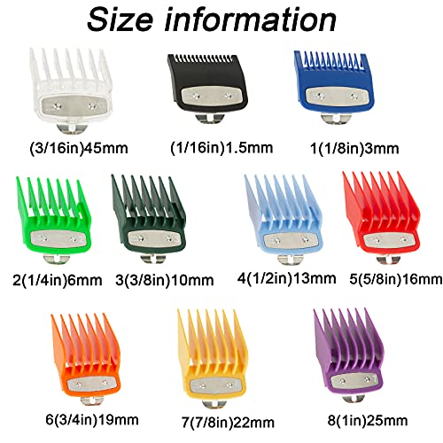 10Pcs Hair Clipper Cutting Guides Combs With Metal Clip Colored Clipper Guards For Wahl Clipper Trimmer Guards Attachment From 1/16 Inch To 1 Inch, Compatible With Most Wahl Clippers #TOP5