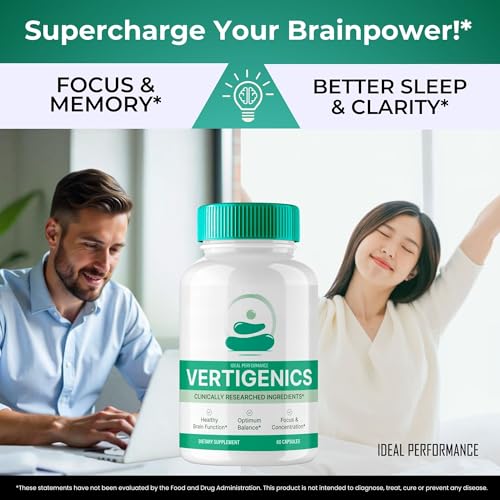 Vertigenics Brain Supplements for Memory and Focus Capsules, Vertigenics Advanced Formula Brain Health Support - Maximum Strength Nootropics Verti Genics All Natural Support Reviews (2 Pack)