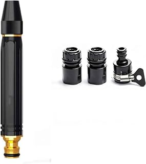 Upgraded high-pressure garden hose nozzle, heavy-duty metal water gun, adjustable spray patterns, leak-proof design (with connector)