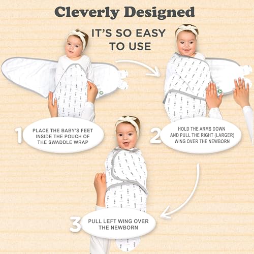 Image of Baby Swaddle Wrap Sack for Newborn Boys and Girls | 0-3 Month| 3 Set of Adjustable Infant Swaddle Blanket with Fastener Straps | Breathable Soft Cotton
