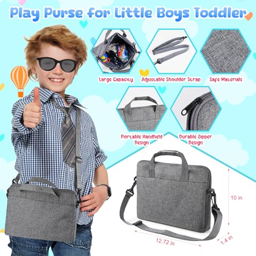 Play Wallet for Boys with Briefcase, 32Pcs Kids Wallet Pretend Play Toys, Toddler Purse Accessories, Laptop Computer, Toy Keys, Phone, Kids Toys, Christmas & Birthday Gift for Boys Ages 3 4 5 6 7 8+