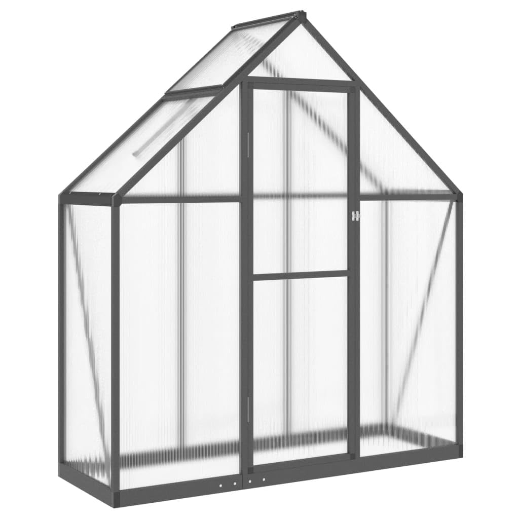Festnight Invernadero de Aluminio con Marco Base, Invernadero de Jardín 169 x 58 x 195 cm Policarbonato, Invernadero de Vidrio con Base, Casero Plantas Cultivos Antracita