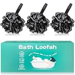 Amazerbst loofah,Shower Puff for Women and Men, Soft Body Scrubber Bath Sponge Set of 3