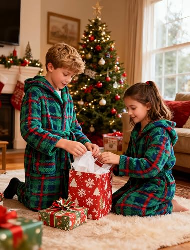 Boys Fleece Robe, Hooded Toddler Soft Fuzzy Bathrobe for Kids 2-16 Years4