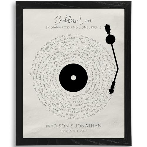 DREAM BIG PRINTABLES Customizable Couples Song Lyrics Art Print | Personalized Wall Art with Your Favorite Song | Names and Date | Unique Romantic Gift for Anniversary | Wedding | or Valentine’s Day