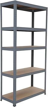 Metal Storage Shelving Heavy Duty Steel Racking Unit, Garage Shelving with 5 Adjustable MDF Shelves, for Garage, Shed and Workshop StorageStyle 2-One Size