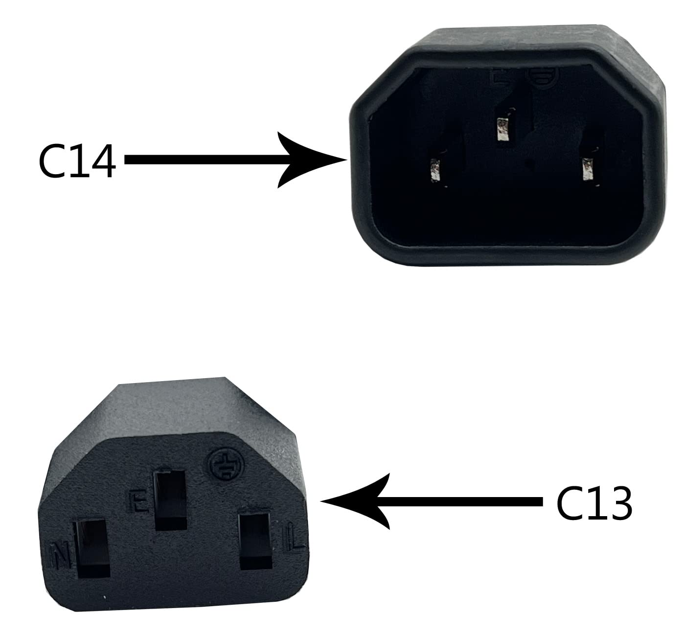 Cavo di prolunga per alimentazione PDU C13 a 3 pin femmina a C14 maschio a 3 pin maschio, 1 pezzo da 40 cm, applicabile a: computer desktop della maggior parte dei modelli, display di