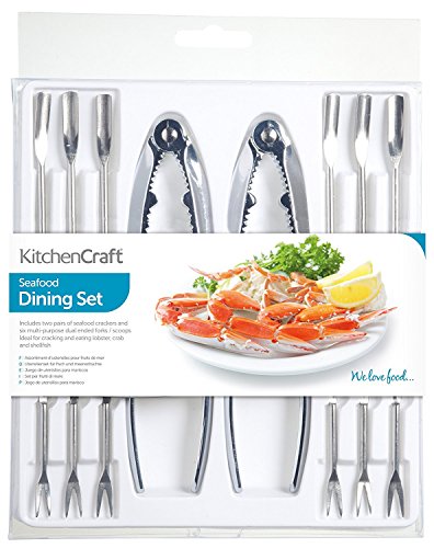 KitchenCraft Seafood Tools Set with Crab Claw Crackers and Lobster Forks, Stainless Steel, 8 Pieces - Image 4