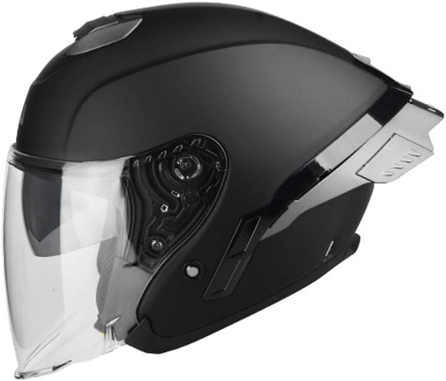 ジェット ヘルメット バイク メンズ レディース 原付 ダブルシールド くもり止め Helmet Uvカット 通気 吸汗 日焼け止め オールシーズン 内装 洗濯可 男女兼用 おしゃれ L 頭囲 59 60cm マットブラック イエロー