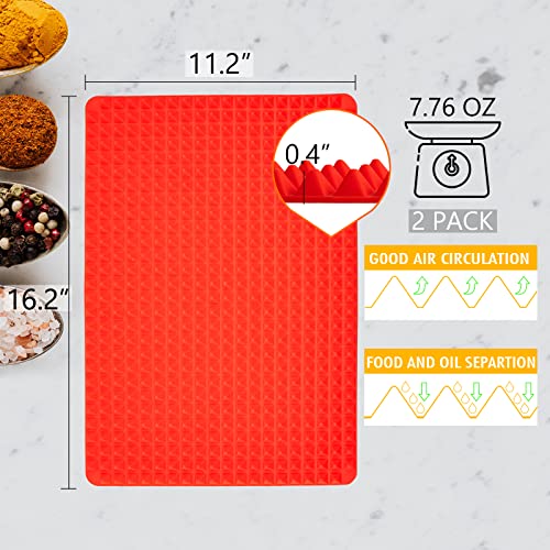Wolecok Silicone Pyramid Pan,16 X 11 Inches Large Red Pyramid Baking Mat, Cooking Pan Oven Tray Baking Sheet Pastry Cooking Mat 2 Pack(Red) #TOP1