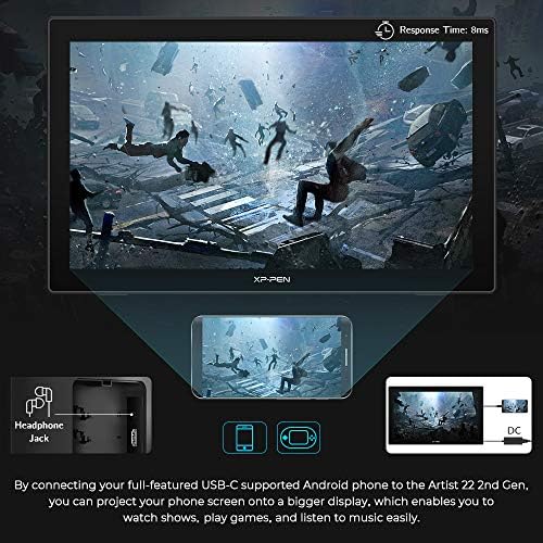 XP-PEN Artist 22 (2nd Generation) 21.5 Inch Drawing Tablet with Screen 1080p Graphic Pen Display with 86% NTSC Color Gamut, Battery-free Stylus and Adjustable Stand, Supports Windows and Mac
