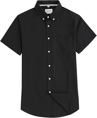 Mens Oxford Dress Shirt Short Sleeve Button Down Shirts Business Casual