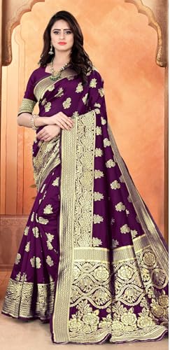 Image of Women's Kanjivaram Ptinted Soft Silk Banarasi Saree With Unstitched Matching Bloue Piece | Saree for Women