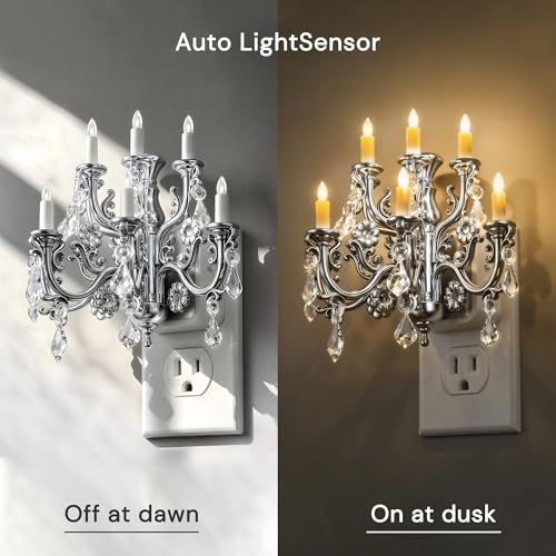 Image of L LOHAS LED Night Lights Plug into Wall,Crystal Chandelier Candle,Vintage