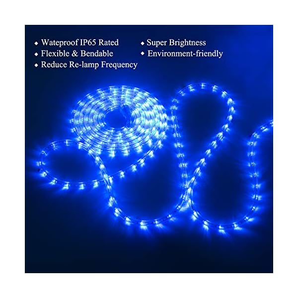 Junwen outdoor led rope lights outside indoor electric waterproof flexible led lights 110v 8a ul listed power plug for buildings walkways patios gardens fences porches - image 5