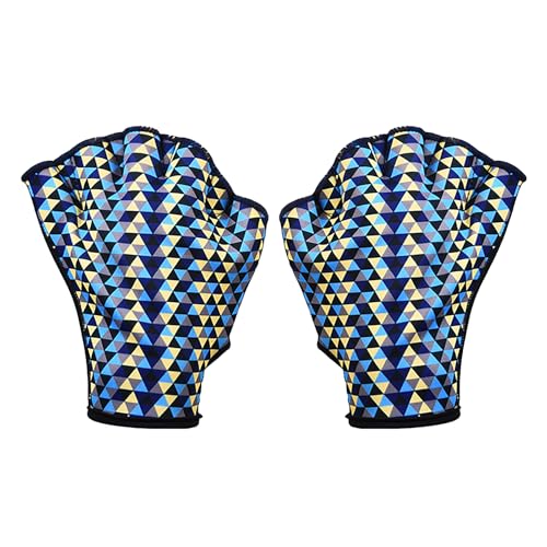 Webbed Swim Gloves for Men Women Adults Aqua Fitness Water Sports Training Paddle Snorkeling Swimming Gloves (Blue, L)